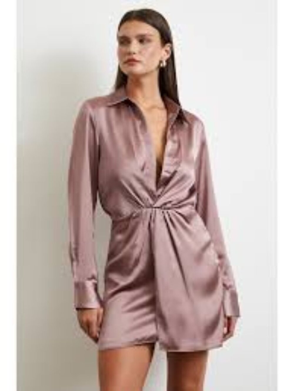 Zara Satin Draped Shirt Dress